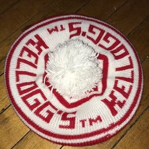 Red Knit Hat with Kellogg Co. Label